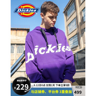 【商场同款】Dickies春夏字母印花连帽卫衣男式帽衫搭扣休闲hoodieDK007407 午夜紫 M