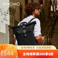 KNOMO英伦双肩包帆布大容量背包男个性潮流双肩背包Novello男士背包15.6寸电脑包 【黑色】帆布款