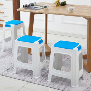 和大人 凳子椅子 塑料凳子 餐椅 凳子家用 带提手大号塑料板凳 浅灰色1把装
