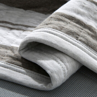 WOOLTARA 针织棉薄被 纯棉超柔裸睡针织盖毯 毯子 被子午睡毯膝盖毯披肩 咖灰条纹 150*200cm(约2斤)