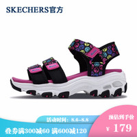 SKECHERS 斯凯奇 官方 女童鞋 2019夏季新款D'lites熊猫亲子凉鞋664079L 黑色/彩色/BKMT 28.5