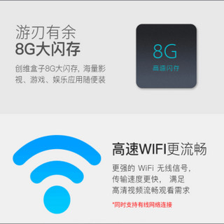 创维 T1π网络盒子8G储存电视盒子直播网络机顶盒高清家用有线无线wifi优酷电视猫天魔魔盒电视家 创维盒子T系-8G闪存