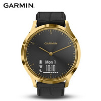 佳明（GARMIN）vivomove HR 指针隐藏式触摸屏智能运动手表跑步腕表 小牛皮款 皇冠黑 心率表