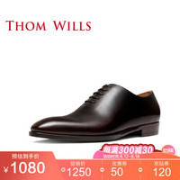 ThomWills夏季新款手工擦色皮鞋男真皮英伦商务牛津鞋 深咖擦色B593-1 8/42码