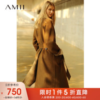 Amii法式森系双面呢外套女2019冬季新款宽松威尔士格纹毛呢大衣