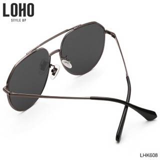LOHO太阳镜男士时尚飞行员眼镜司机驾驶开车墨镜2019年新品LHK608 枪色镜架+灰色镜片