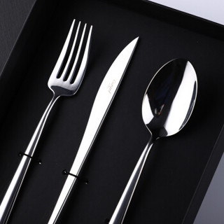 Cutipol葡萄牙餐具DUNA亮银系列西餐刀叉勺三件套套装+礼盒 18-10不锈钢 日常家用 送礼 甜品叉
