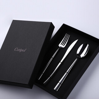 Cutipol葡萄牙餐具DUNA亮银系列西餐刀叉勺三件套套装+礼盒 18-10不锈钢 日常家用 送礼 甜品叉