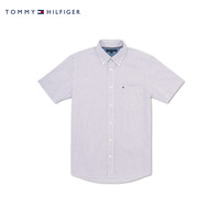 TOMMY HILFIGER男装2020春季纯棉经典格纹短袖衬衫 MW0MW13395 红蓝格纹0MS S