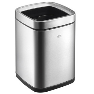 EKO无盖不锈钢垃圾桶双层家用厨房客厅卫生间大号垃圾干湿分类垃圾桶 9088 砂钢 9L
