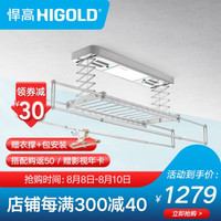 HIGOLD 悍高 电动晾衣架遥控智能自动升降伸缩杆凉衣架家用阳台晒衣机 800328晾衣架10横杆(照明-消毒-风干)