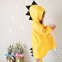 创意小恐龙儿童雨衣创意卡通斗篷连体雨披幼儿园小学生雨衣轻薄易收纳儿童防雨雨具 黄色 XL