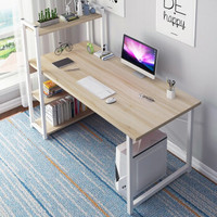 亿家达电脑桌台式桌子家用写字台办公桌书桌 带书架 枫樱木色120CM