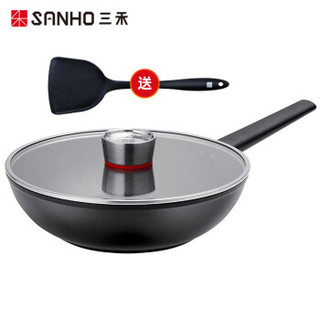 三禾 风火轮系列煎锅不粘锅炒菜锅家用煎炒两用锅燃气电磁炉通用 LG28P1