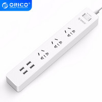 奥睿科（ORICO）插线板/插排/插座/排插/接线板/USB智能接线板多孔位过载保护GPC 3孔4USB-1.8m
