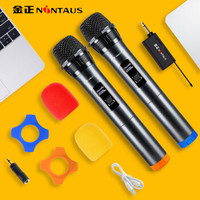 金正（NINTAUS）H5S无线话筒家用唱歌户外卡拉OK舞台专业手持会议麦克风 连音响电脑功放K歌动圈麦克风 双话筒