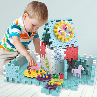 儿童塑料齿轮积木拼装益智力宝宝4男女孩1-3-6周岁蘑菇钉拼插玩具