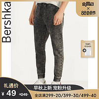 Bershka男士2020春季新款做旧束脚修身松紧腰休闲长裤00311335892