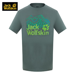 JACKWOLFSKIN狼爪 男款夏季户外山图形LOGO圆领棉T恤C500076