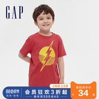Gap男童圆领短袖T恤DC联名童装英雄主题儿童上衣283558