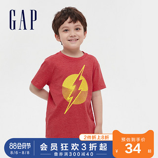 Gap男童圆领短袖T恤DC联名童装英雄主题儿童上衣283558