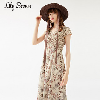 Lily Brown2020春夏新品 法式优雅复古花卉印花连衣裙LWFO202049