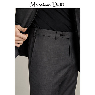 当季特惠  Massimo Dutti男装 标准版羊毛人字细纹西装长裤正装商务西装裤 00072308802
