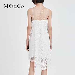 MOCO夏季新品吊带两件套拼接蕾丝连衣裙MA182DRS209 摩安珂