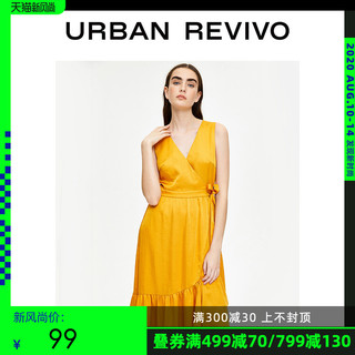 UR夏季女装气质绑绳收腰V领连衣裙WE19R7AE2001