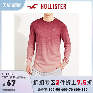 Hollister春季长款潮流弧形下摆华夫格长袖 T恤 男 301842-1