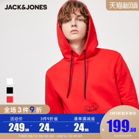 JackJones杰克琼斯男夏鼠年生肖刺绣红色情侣连帽卫衣潮220133506