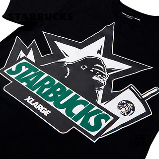 Starbucks星巴克 XLARGE 联名款T恤 潮牌时尚 纯棉短袖 男女黑白
