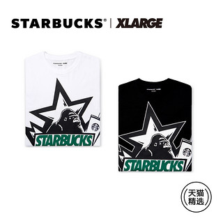 Starbucks星巴克 XLARGE 联名款T恤 潮牌时尚 纯棉短袖 男女黑白