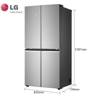LG F528MS36 532升十字对开门四门风冷无霜线性变频冰箱 大容量门中门零度保鲜 1级节能 臻炫银
