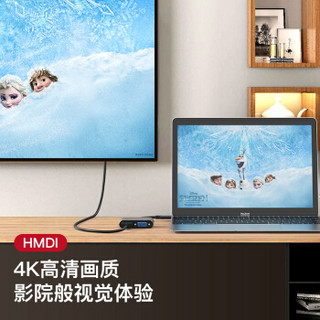 蜂翼 Type-C扩展坞二合一 HDMI转换器 VGA转接头 USB-C转HDMI+VGA 适用华为苹果笔记本电脑 银灰色