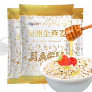 嘉谷 Jiagu 营养早餐冲饮谷物膳食纤维即食桶装无添加蔗糖非脱脂即食冲饮代餐纯燕麦片 1袋750g装 全麦750g三袋装（共2250g）