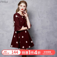 Artka阿卡夏季新款修身拉链分割波点提花羊毛连衣裙LA10162D