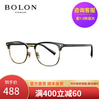 暴龙近视眼镜男女新款复古可配防蓝光眼镜框 商务光学架 BJ6033 B11-黑色/金色