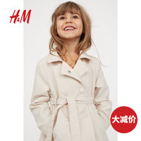 HM 童装女童儿童春装2020款女新款风衣女中长款 0819849 粉米色 120/60