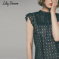 Lily Brown2020春夏新品 法式千金少女蕾丝飞袖连衣裙LWFO202016