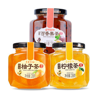 花圣蜂蜜柚子茶柠檬百香果蜂蜜茶238g*3罐装喝的饮品冲饮水果茶酱