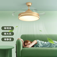 希尔顿灯具 北欧隐形风扇灯餐厅吊扇灯客厅家用带灯电扇吊灯卧室现代简约灯具