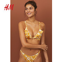 HM 女士分体泳衣女ins风性感夏季带衬垫三角杯比基尼上衣 0758808 黄色/花朵 B65