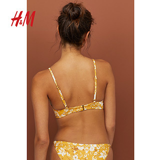 HM 女士分体泳衣女ins风性感夏季带衬垫三角杯比基尼上衣 0758808 黄色/花朵 B65