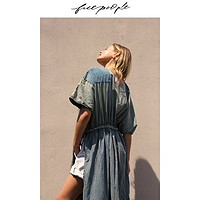 Free People 卡夫坦连衣裙 做旧复古牛仔裙 2020夏新款