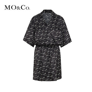 MO&Co. 摩安珂 MOCO2019秋季新品收腰字母印花连衣裙MAI3DRS040