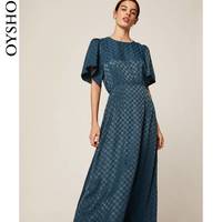 夏日折扣 Oysho 提花波点印花短袖连衣裙长款高腰 31959115442