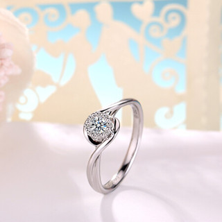 钻石世家 18K金钻石戒指 结婚求婚戒指 时尚钻石女戒 群镶钻石戒指 共17分I-J色 13号