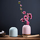 佳佰 陶瓷花瓶摆件 带木托 粉色