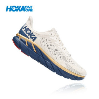 HOKA ONE ONE男克利夫顿7减震公路跑步鞋Clifton7防滑轻便运动鞋 靛蓝/豆腐白 9/270mm